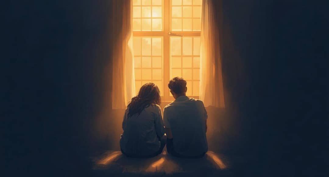 Peaceful reflection by soft window light