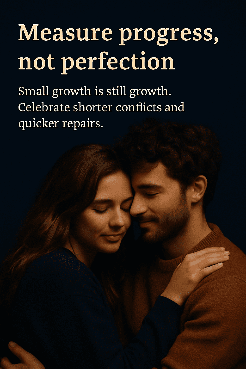 Couple embracing warmly at sunrise, symbolizing growth and renewed love